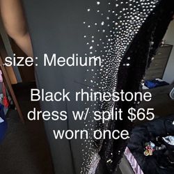 Rhinestone Black Dress W/ Black Rhinestone Heels