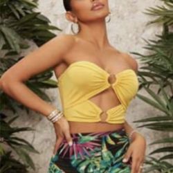 Yellow cut out crop top #summer 