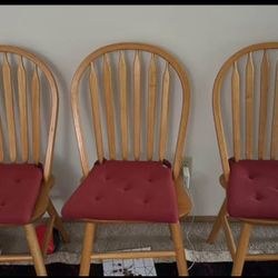 Wooden Chair With Pad ( 3 Chairs)