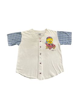 Vintage Tweety Bird Women’s Button-Up Baseball Jersey
