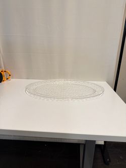 Transparent Oval Textured Glass Serving Platter