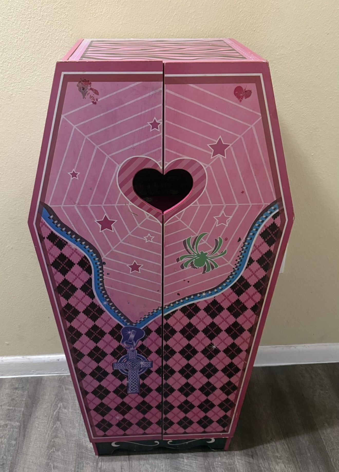 Pink Coffin-Shaped Cabinet For toys and dolls