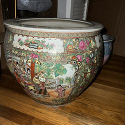 Asian Fish Bowl Planters Vintage