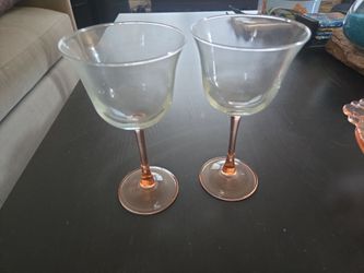 Vintage pink stemmed wine glasses
