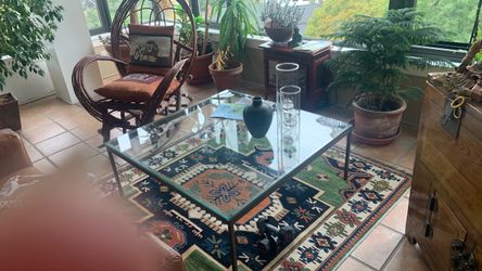 Glass Top Coffee Table with Metal Frame
