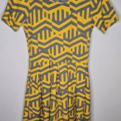 LulaRoe Women's Yellow Short Sleeve Pleated Dress Size XS
