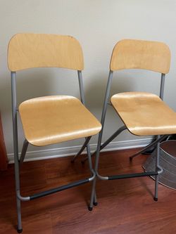 IKEA Franklin Industrial Beechwood Folding Counter Chairs - Pair