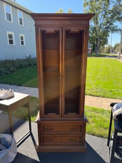 Brandt Tall Display Cabinet with Glass Shelves & 2 Drawers