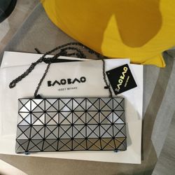 Bao Bao Issey Miyake Prism Clutch Shoulder Bag (Silver)