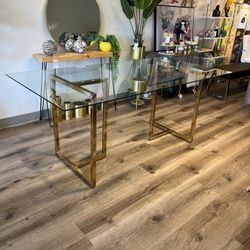 Big Glass Kitchen Dining Table 72”