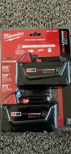 Milwaukee M18 18-Volt Lithium-Ion XC Extended Capacity 5.0 Ah Battery Pack (2-Pack) New/Nuevas