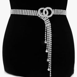 Silver Tone Gem Elegant Belt