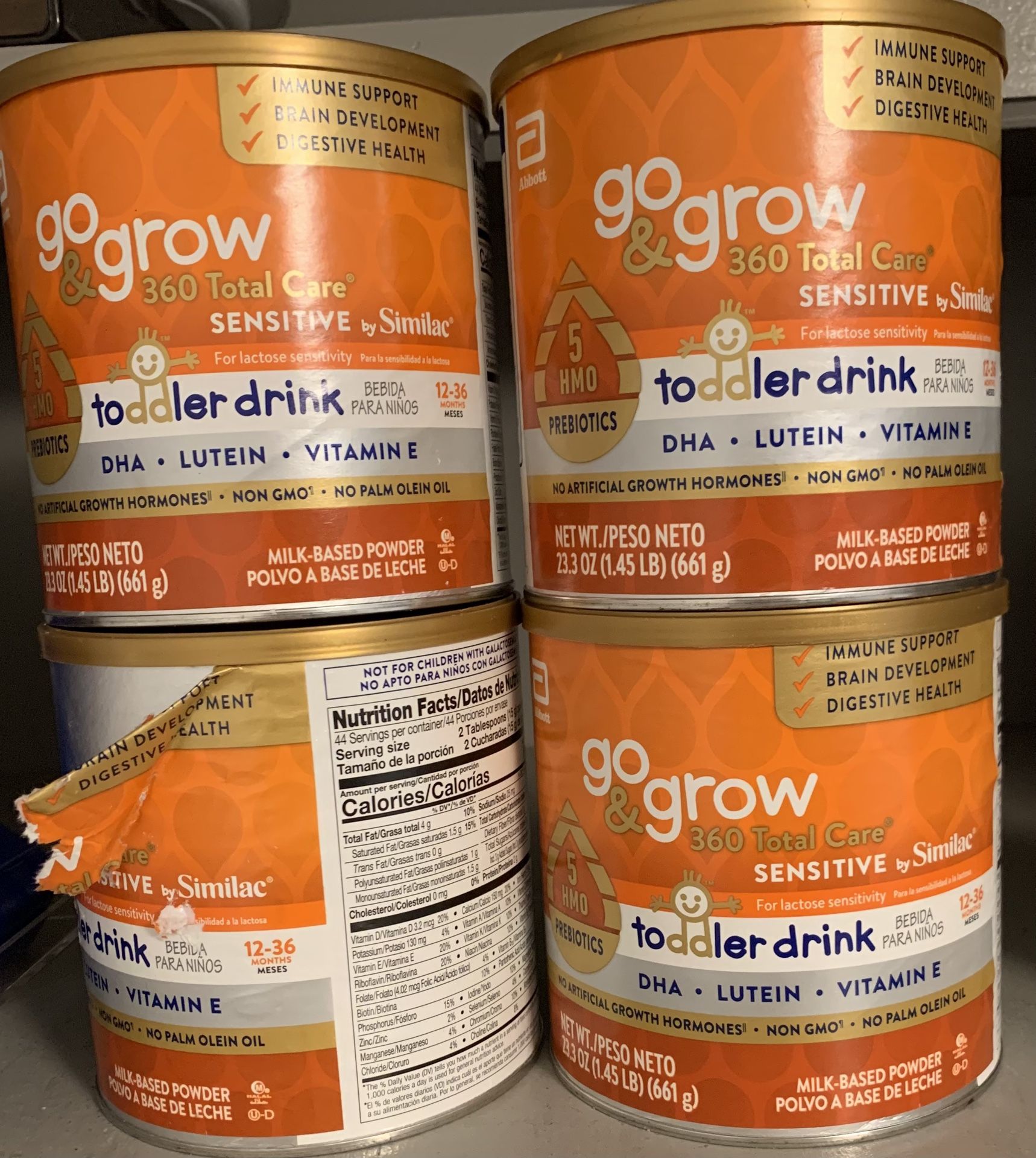 4 Cans Of Go & Grow Sensitive By Similac