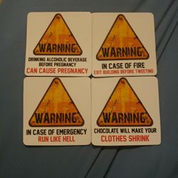 Set Of Four Warnings Magnets.