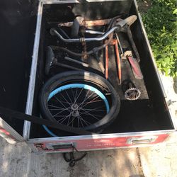 Assorted Bike Parts /large Storage Case/bike Trailer Rims 