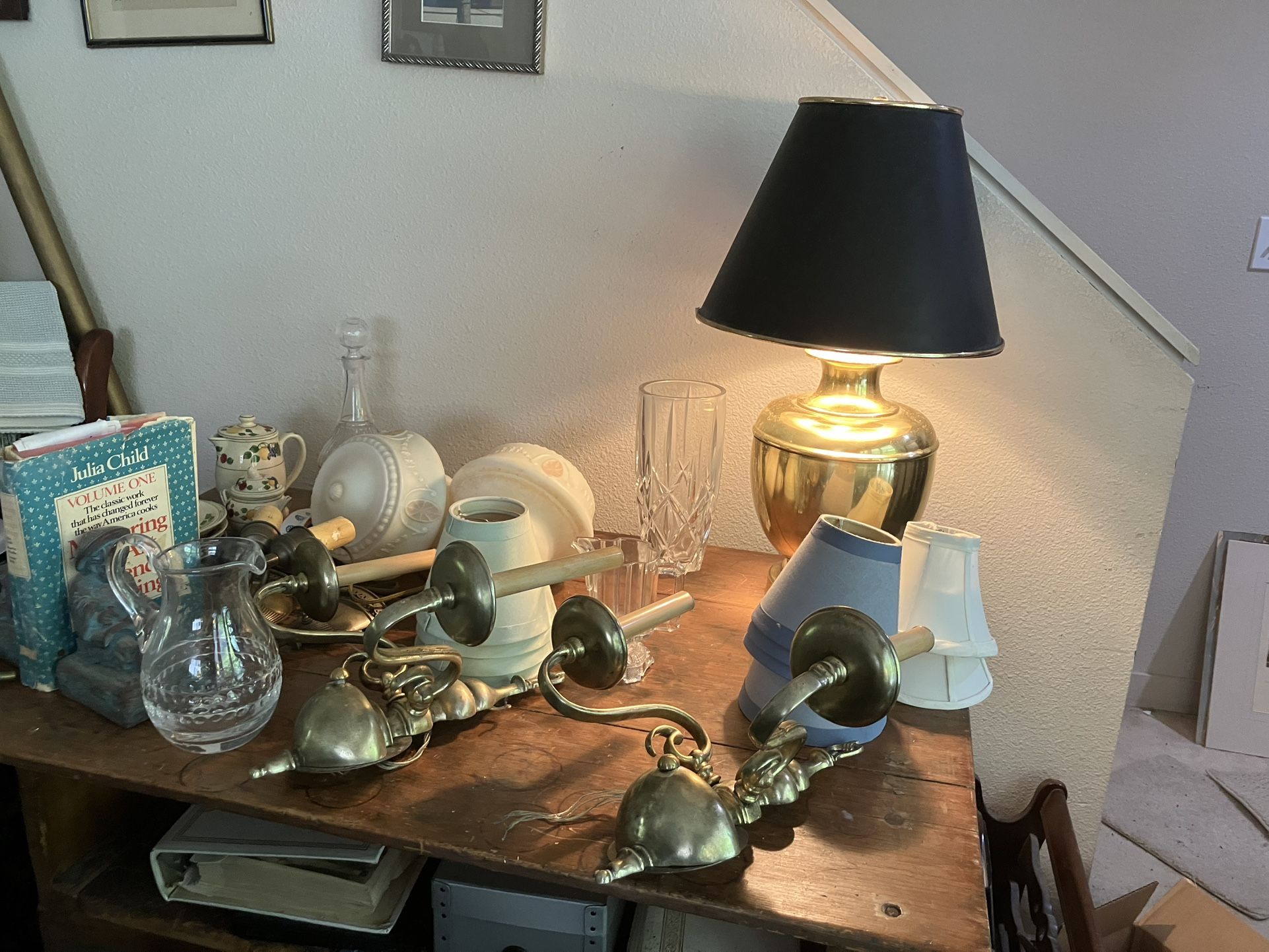 Federalist Style Sconces From Sothebys With Two Options Of Shade, Pale Blue Or Pale Lime