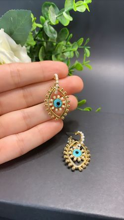 Devil Eyes Pearl Earrings Gold Plated Demon Eyes Drop Earrings For Women