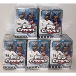 (5) 2021 Topps Chrome Baseball Blaster Boxes 5 Box Lot Brand New Factory Sealed MLB Cards