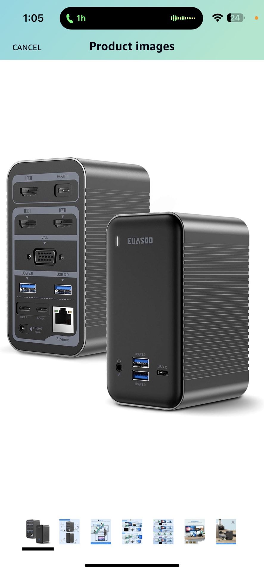 EUASOO Docking Station USB-C 4K Quadruple Display Universal Laptop Docking Station for MacBook and Windows (3 HDMI, VGA, Gigabit Ethernet, USB-C 3.0,