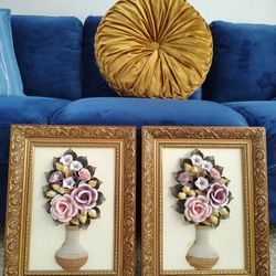 Porcelain 3D Floral Wall Plaque