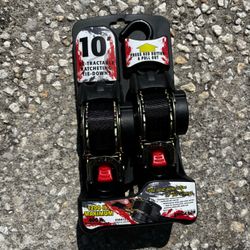 10’ Retractable Ratcheting Tie Down Straps 