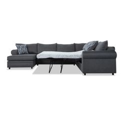 Sectional Sofa In gray With Pull Out Bed - USED