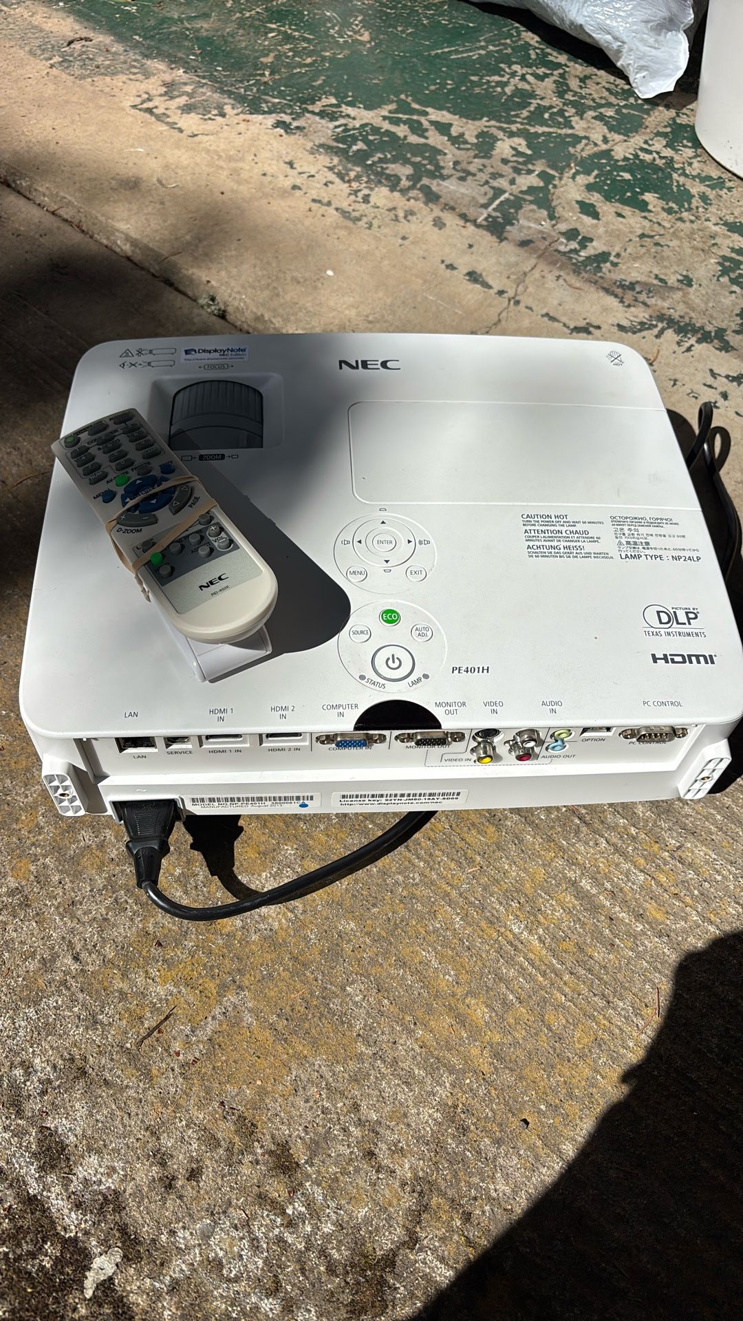NEC Projector With Remote (no Screen)