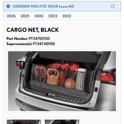 Lexus NX Cargo Mat And Cargo Net