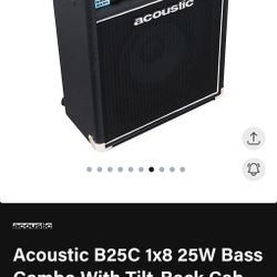 Acoustic B25C 1x8 25W Bass Combo With Tilt-Back Cab Black