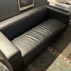 Blended leather IKEA Klippan Loveseat w/ fabric cover
