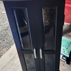 Wood and Glass Media Cabinet