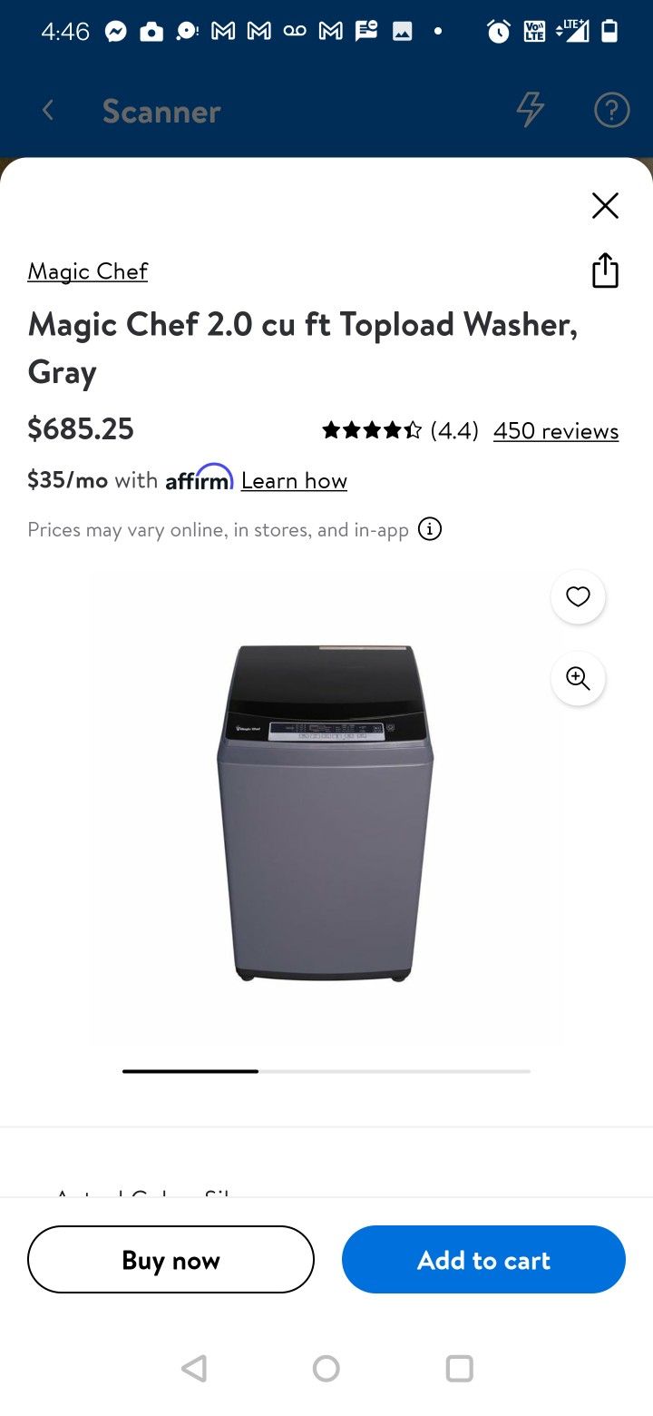 New Magic Chef 2.0cuft Grey Top Load Portable Washing Machine