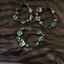 3 piece set green stone bracelets 
