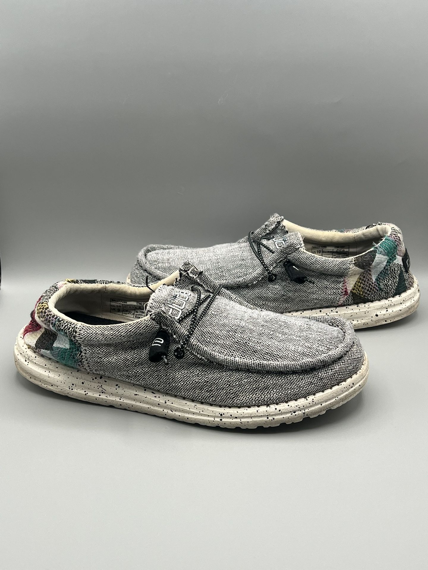 Hey Dudes Wally Funk Etno Grey Slip On Flats Shoes - Men’s Size 10
