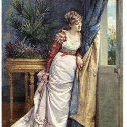 " Awaiting The Visitor " by Auguste Toulmouche