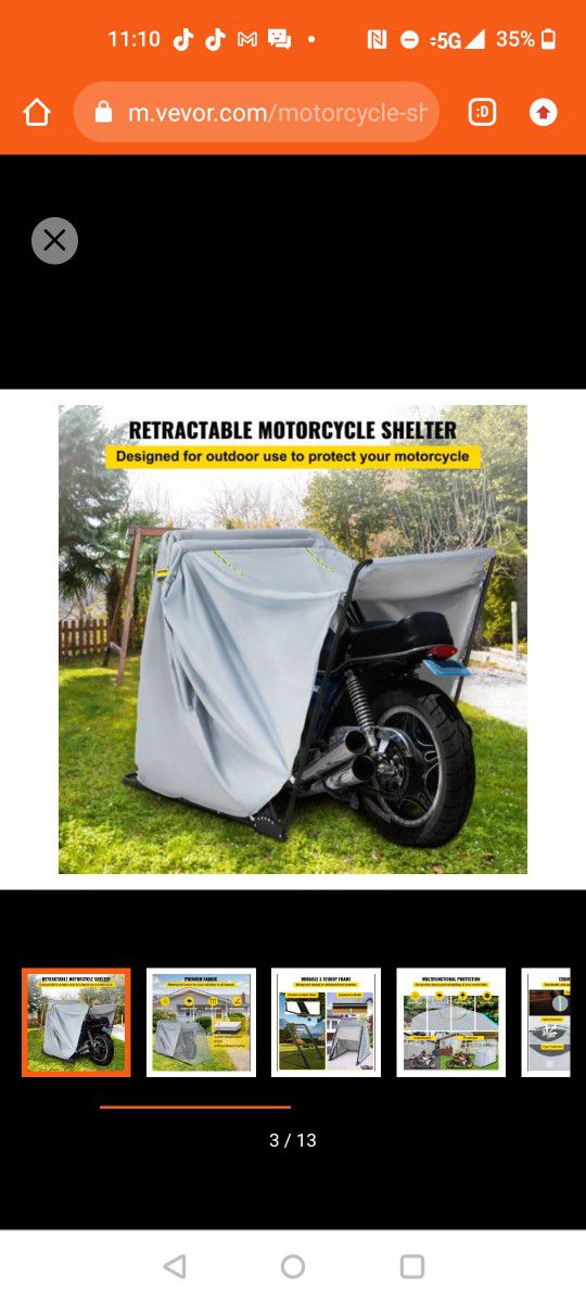 VEVOR Motorcycle Shelter Shed Strong Frame Motorbike Garage