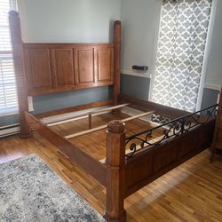 King Size Bed Frame, Dresser And Side Dresser