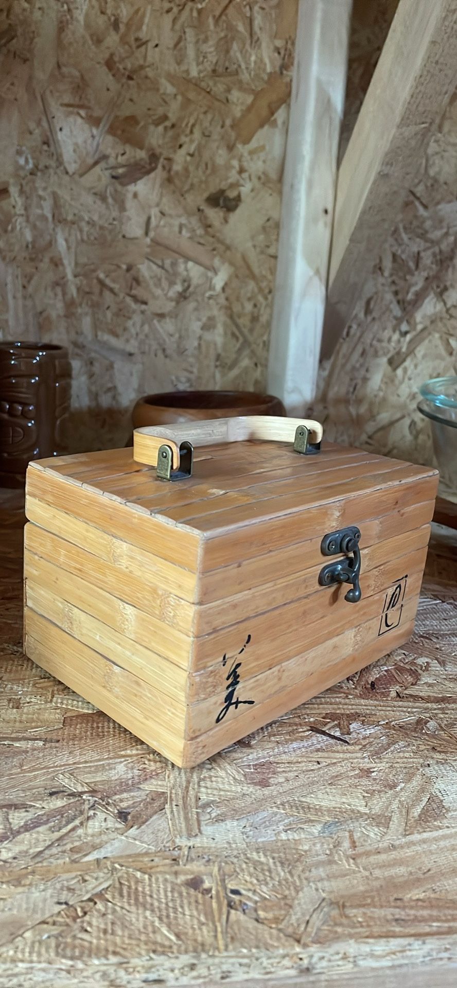 Vintage jewelry box Bamboo Like Style Wood