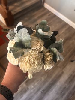 Bridesmaid Bouquets - 4ea White - Wood Flowers