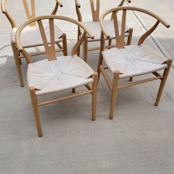 Four Poly and Bark Dining Room Chairs