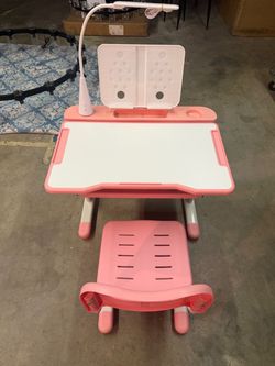 Kids Adjustable Desk and Chair Set Pink