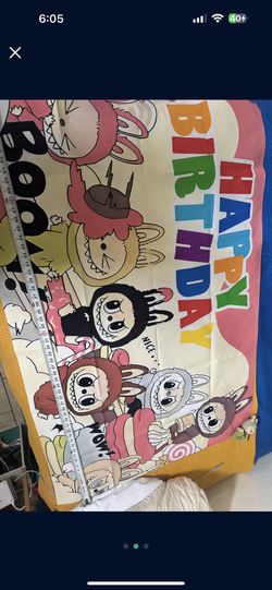 Labubu Happy Birthday Backdrop 39” X 58” 