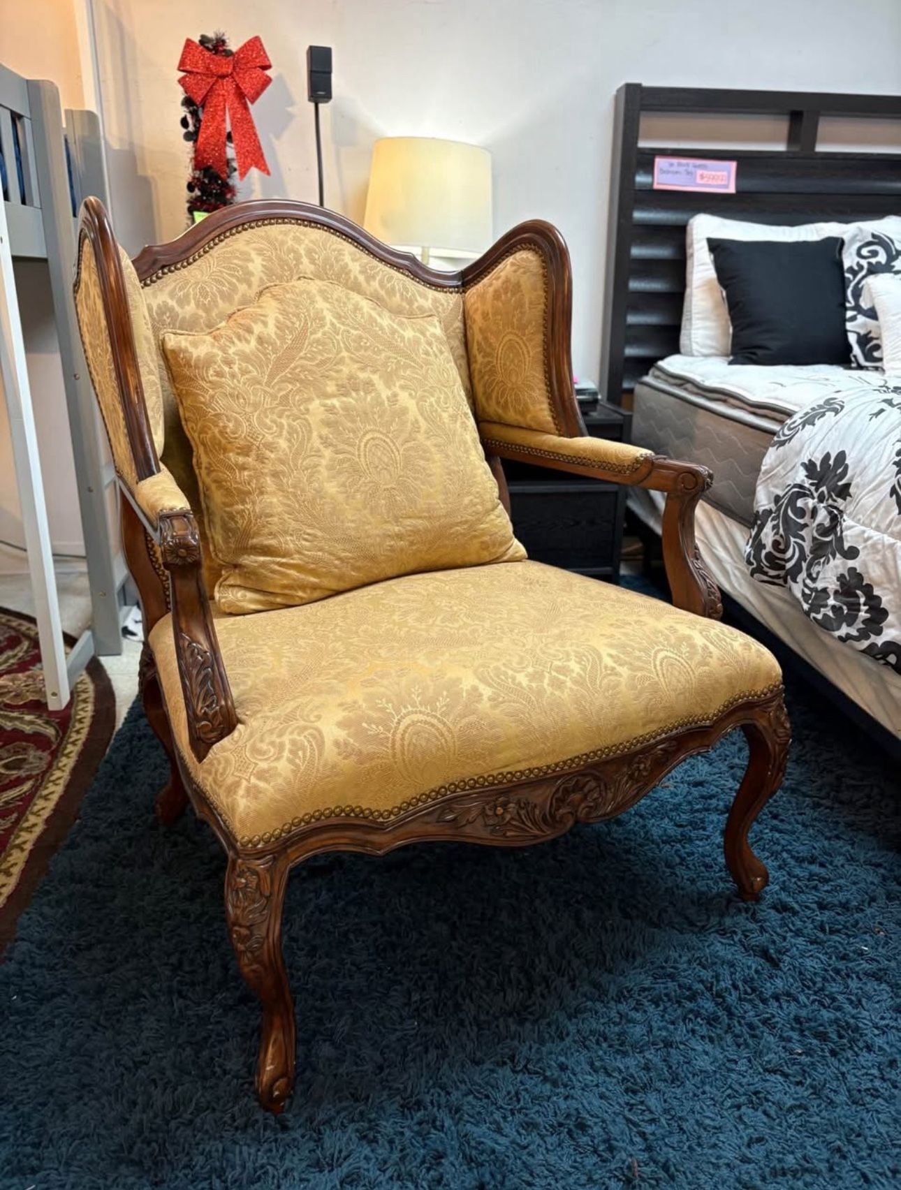 Wingback Carved Wooden Accent Chair $59.99 