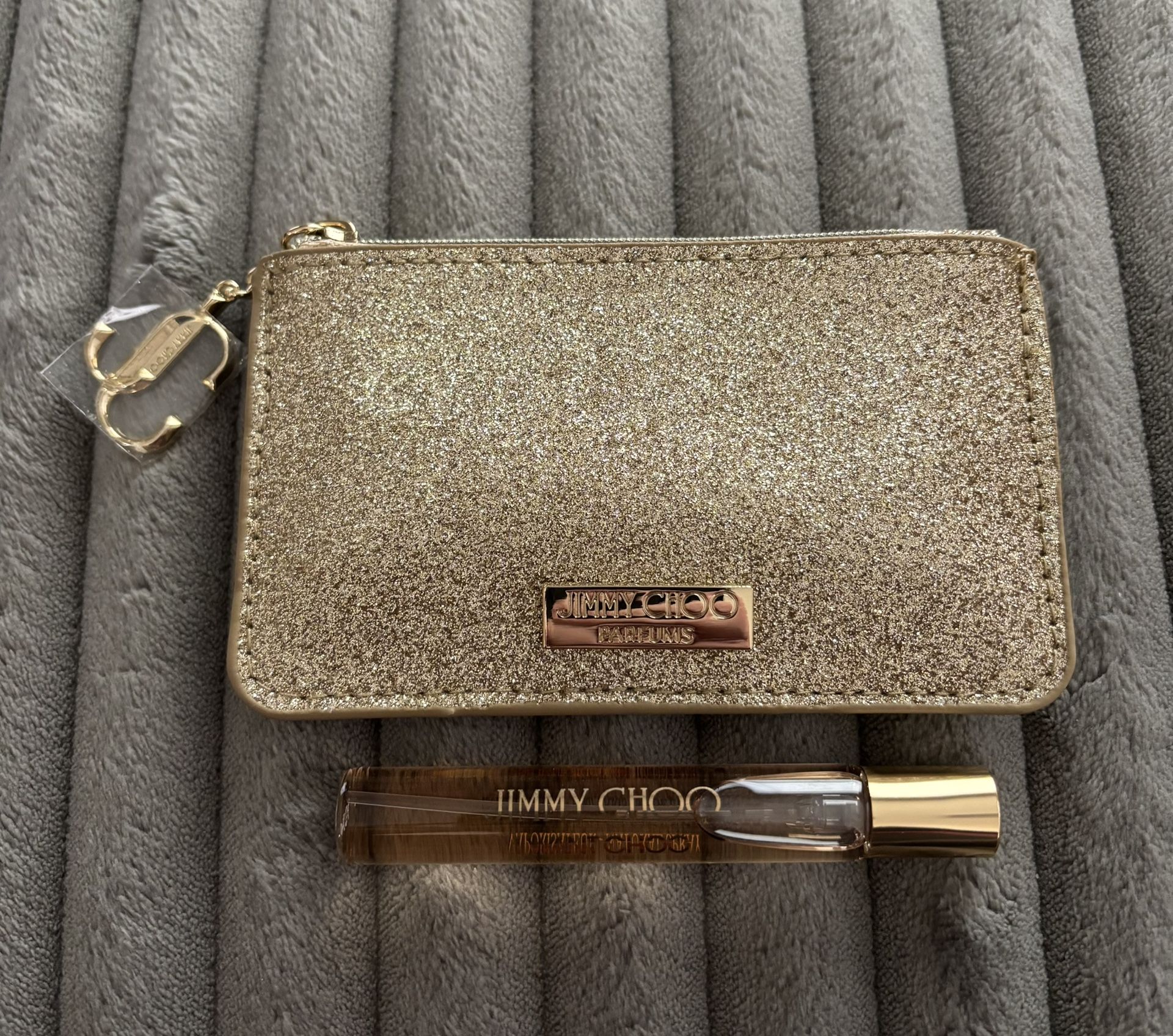 NEW JIMMY CHOO I WANT CHOO LE PARFUM TRAVEL SPRAY WITH GOLD ZIPPERED CASE $20 For Both!