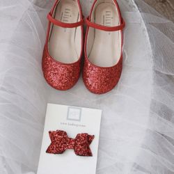 Ruby Red Slipper Shoes & Barrette (sz 8 Toddler)