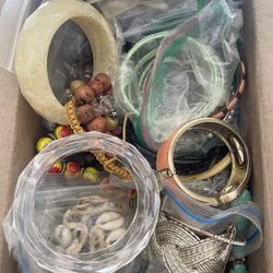 Box Of Vintage Jewelry Bracelets & Bangles 