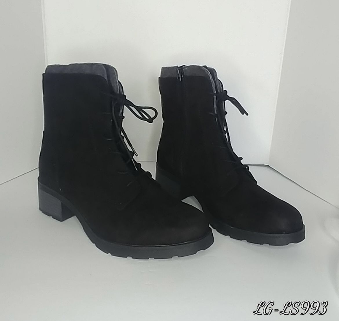 Black Lace Up Women Boots Size 10