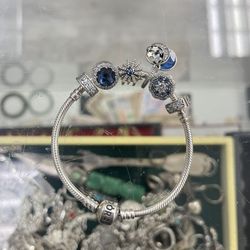 Pandora Sterling Silver 925 Bracelet With Charms