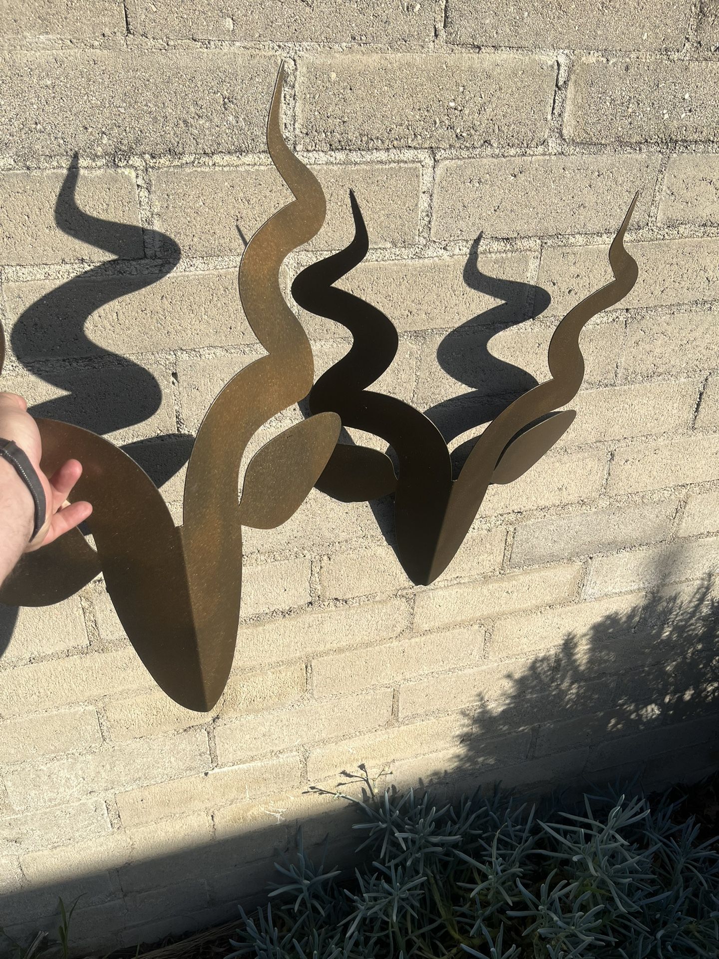 Pair of Heavy Steel Abstract Antelope Wall Sculptures – Mid-Century Modern Brutalist Metal Art (Indoor / Outdoor) ⸻ DESCRIPTION Striking matching p