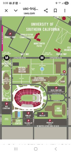 USC Trojans Football Blue Structure Upper Parking Pass vs Louisiana 9/12